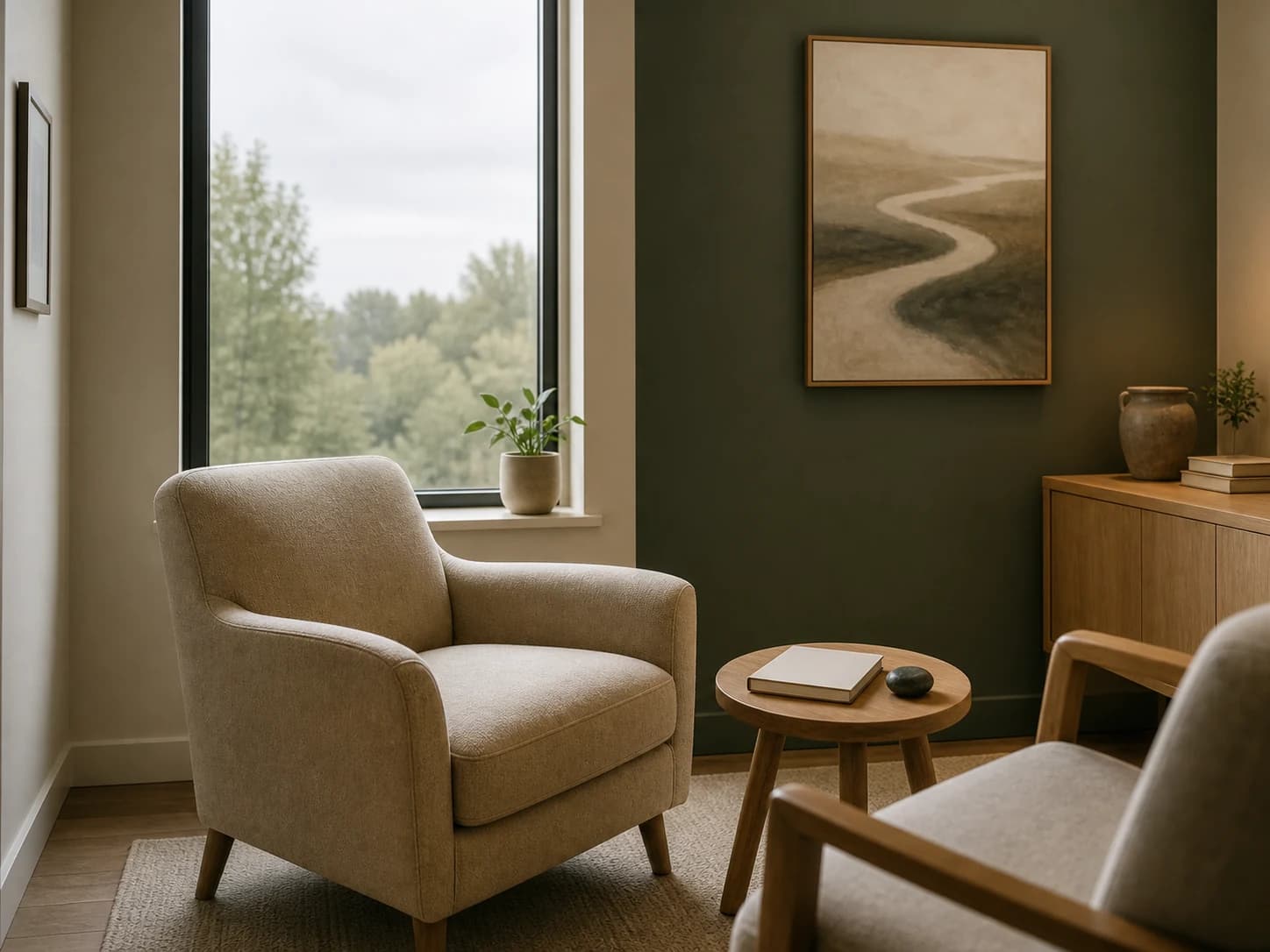 A calm individual counseling space for processing betrayal and rebuilding trust